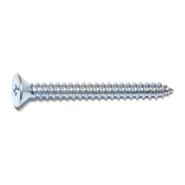 Midwest Fastener Sheet Metal Screw, #14 x 2-1/2 in, Zinc Plated Steel Flat Head Phillips Drive, 100 PK 03044 - main